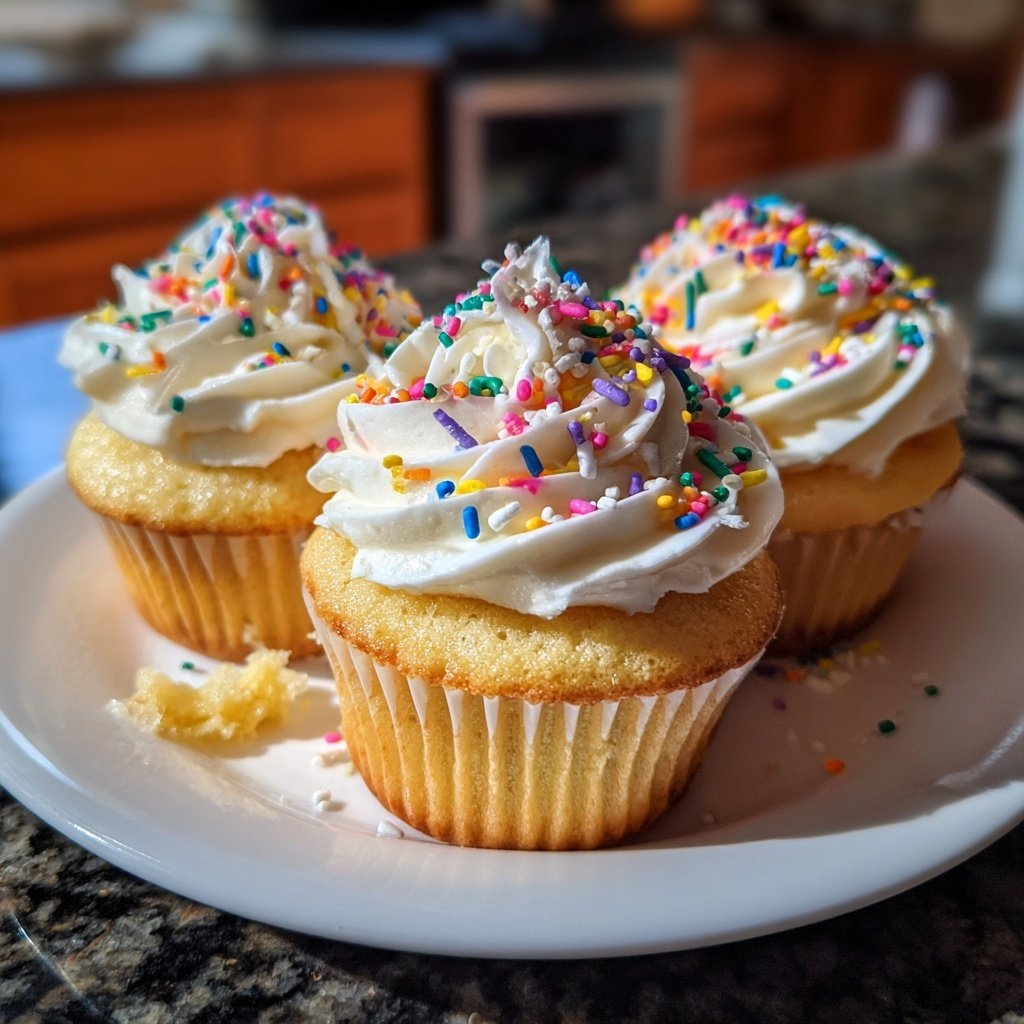 Classic Soft Vanilla Birthday Cupcakes