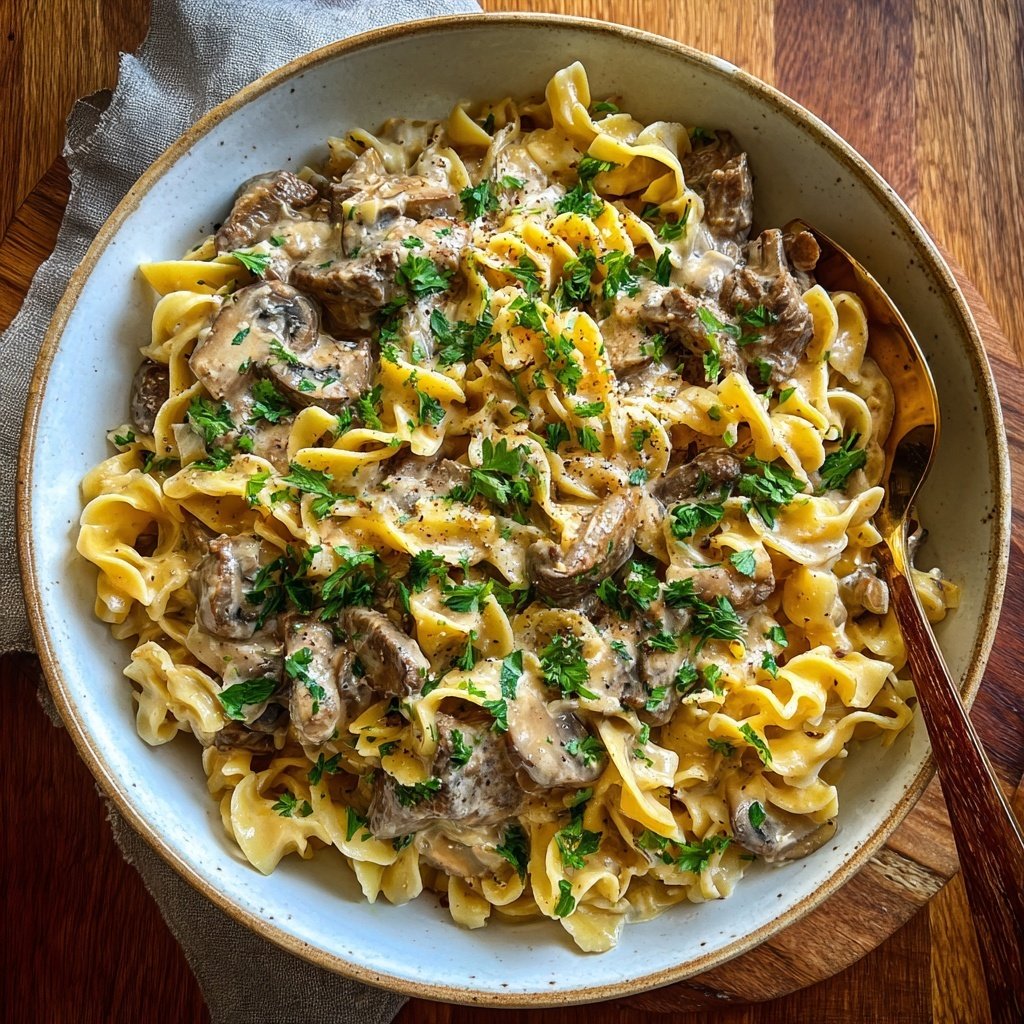 Creamy Beef Stroganoff Pasta