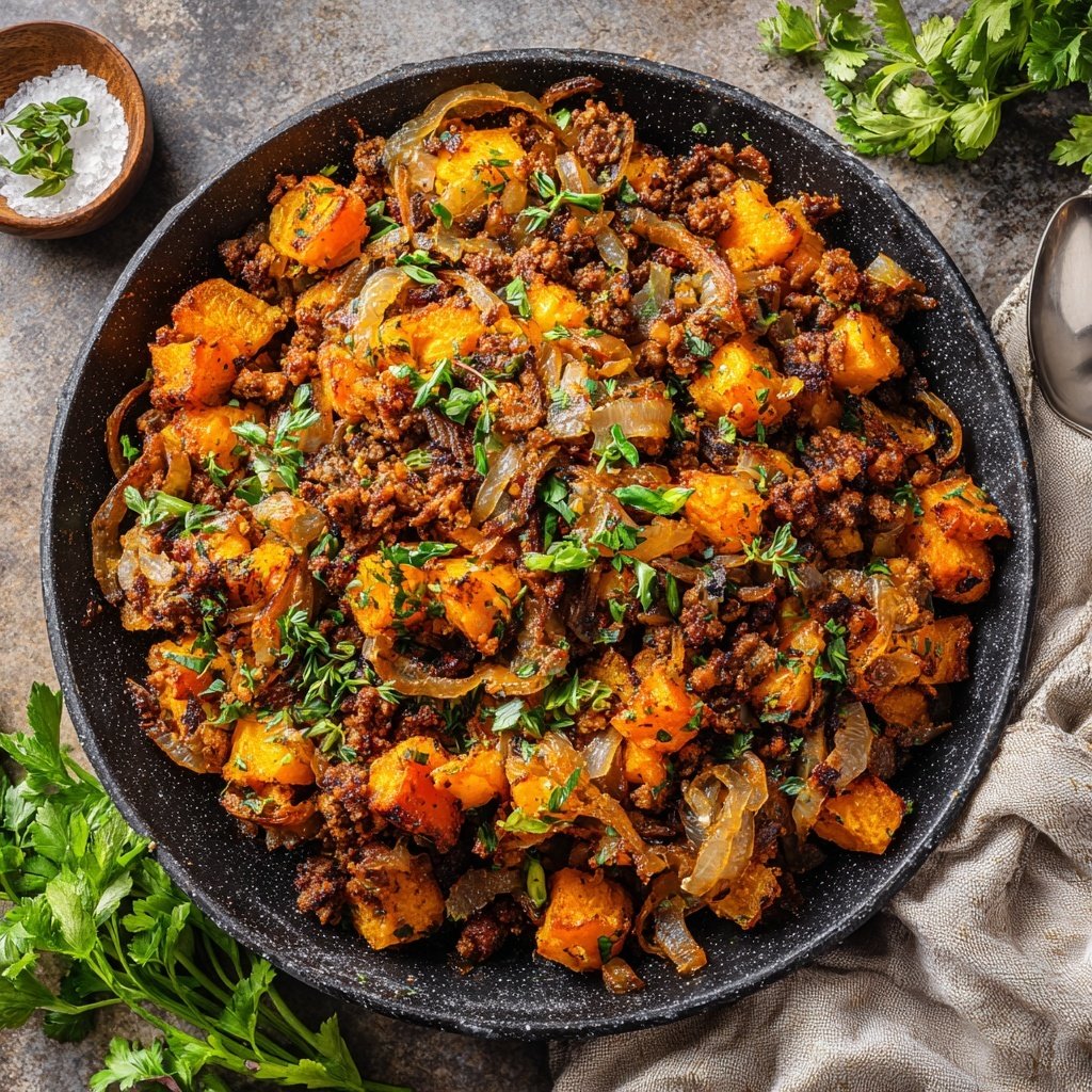 Ground Beef And Sweet Potato Hash