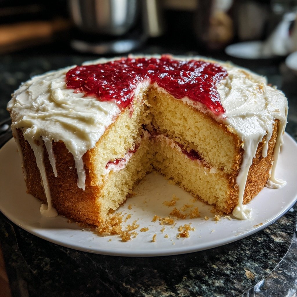 Vanilla Cake with Strawberry Filling
