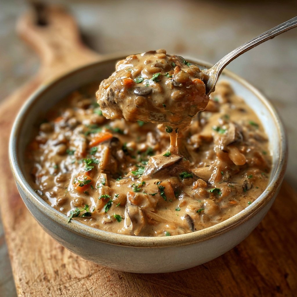 Creamy Mushroom Lentil Stew