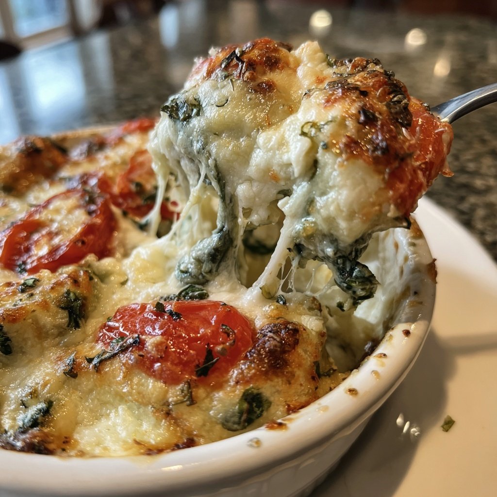 Sunday Creamy Spinach Tomato Bake